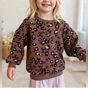 Zara girl’s | Brown Black Animal Print Hoodie Relaxed Fit. | Size 2-3T.